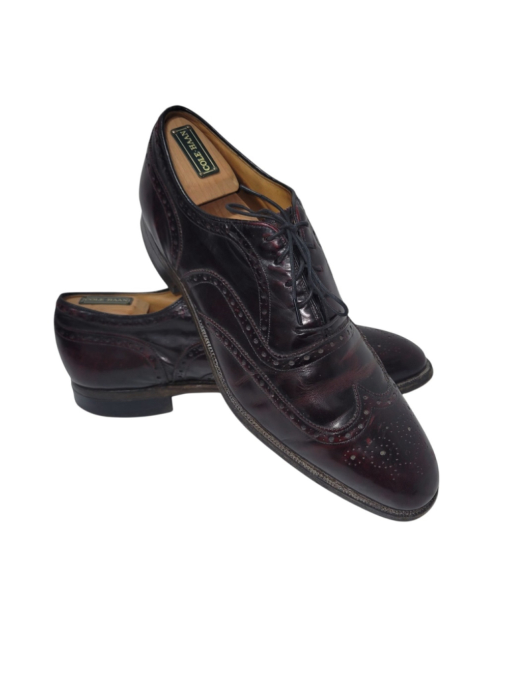 Johnston & Murphy Men Wingtip Oxford Burgundy Leather Dress Shoes #76200 Size 10